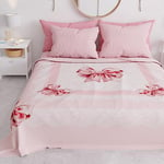 PETTI Artigiani Italiani - Spring Summer Single Bedspread Lightweight Single Blanket, Bedspread, Pink Bow, 100% Made in Italy