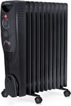 Pro Breeze 2500W Oil Filled Radiator Portable Electric Heater Timer Thermostat