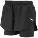 Puma Woven Womens Running Shorts Black 2 In 1 Compression Twin Short Run Sports