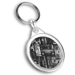 Keyring Circle - BW - Radios Cassette Player Retro Music  #36180