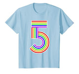 Youth Happy Family Clothing Rainbow 5th Birthday Number 5 T-shirt T-Shirt