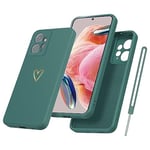 Yichxu Coque pour Xiaomi Redmi Note 12 4G avec Cordon, Ultra Mince Silicone Souple Étui, Coque avec Cordon Motif Coeur d'amour Housse, Gel Souple TPU Antichoc Bumper Case avec Corde, Vert