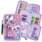 Trousse 3 Compartiments Estrelia Nebulous Stars Avec Accessoires Coloriage et Dessin Crayons, Feutres, Règle, Ciseau - Enfants à partir de 8 Ans - Cadeau Papeterie Pratique, Créatif Fille