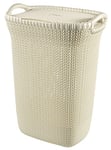 Curver Knit Laundry Storage Hamper, Oasis White, 57 Litre