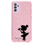 Coque Galaxy A14 4G 5G paillettes rose fee papillon