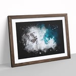 Crashing Waves At Bondi Beach Paint Splash Modern Art Framed Wall Art Print, Ready to Hang Picture for Living Room Bedroom Home Office Décor, Walnut A3 (46 x 34 cm)