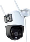 3K(3Mp+3Mp)Camera Surveillance Wifi Exterieure A Double Objectif,360°Camera Ip Exterieur,Detection Humaine/Vehicule,Suivi Automatique,Vision Nocturne Couleur 30M,Etanche,Audio Bidirectionnel