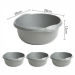 (Pack of 4) Silver Washing Up Bowl Small Round Plastic Kitchen Sink Camping 5L