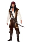 Smiffys Costume pirate de haute mer, marron, avec haut, pantalon short, baudrier, ceinture et foulard