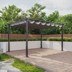 Tonnelle/Pergola en aluminium 3x4m toile coulissante rétractable - anthracite - HAVANA