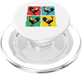 Colorful Funny Chicken Art, Crazy Chicken Rooster Family PopSockets PopGrip for MagSafe