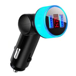 Clenp Car Charger, 5V 3.1A Rotatable Dual USB Ports Voltage Display Car Mobile Phone Fast Charger Blue One Size