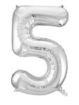 Idena 38230 - Ballon numéro, taille env. 60 x 110 cm, argenté, non gonflé, compatible hélium et air, ballon numéro, année de vie, anniversaire, cadeau, décoration, fête