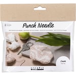 Mini DIY Kit Punch Needle, Nyckelring, beige, 1förp./ 1 förp.