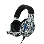 Vybe LED Headset with Camouflage Design for Play Station, Xbox, PC Gaming AUX-in Support Wired Cushioned Headphone with Adjustable Boom Microphone