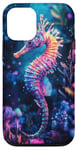 Coque pour iPhone 12/12 Pro Hippocampe éclatant au milieu de la flore sous-marine colorée