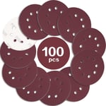 100PCS Disque de Ponçage 125mm Grain 600, Disques a Poncer Papier Abrasifs 8 Trous Idéal pour Poncer/Polir pour Ponceuse Excentrique