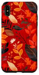 Coque pour iPhone XS Max Rouge minimaliste géométrique feuilles d'automne motif floral automne