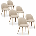 Intensedeco - Lot de 6 chaises scandinaves Cecilia tissu Beige