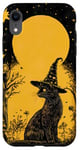 Coque pour iPhone XR Carte de tarot vintage jaune avec chapeau de sorcière tropicale et