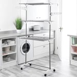 Séchoir à linge inox étendoir pliable blanc gris