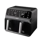 JOCCA - Friteuse à Air Chaud 8L | Sans Huile Grande Capacité | Air Fryer avec 2 Cuves 4L+4L | Minuterie | Température Réglable | 1700W | Noir