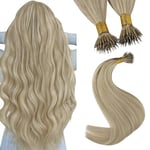 YoungSee Extension Nano Ring Extension a Froid Blonde Cendre Anneaux Extension Cheveux a Froid Blond Cendre Highlight 22 Pouces 55 Cm Extension à Froid Cheveux Naturel 50Brin/50G #P18/613