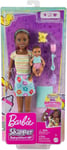 Mattel Barbie Skipper Babysitter Brown hair Doll With Baby Doll Toys