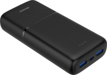 DELTACO – Varavirtalähde, pikalataus, 3 porttia, 2x USB-A 18W, 1x USB-C PD 20W, 20 000 mAh, musta