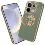 Nuxiady Coque pour Xiaomi Redmi Note 13 Pro 5G Antichoc Housse Silicone TPU Étui avec Magnétique Support à Anneau Rotatif, Etui 360° Ring Stand Case Protection Cover pour Redmi Note 13 Pro 5G, Vert