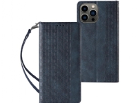Hurtel Magnet Rem Fodral iPhone 14 Pro fodral med klaff plånbok mini nyckelband stativ blå