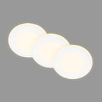 BRILONER - Lot de 3 spots LED encastrables 230V avec fonction veilleuse, surfaces et anneaux commutables séparément, fonction mémoire, LED Spot, plat, spots de plafond, salon, 68mm, 93x30mm, blanc