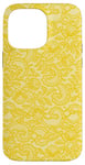 Coque pour iPhone 14 Pro Max Dentelle jaune vintage avec fleurs