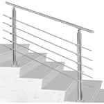 Rampe d'escalier Acier Inoxydable,Rambarde Main pour l'intérieur et l'extérieur Balustrade pour balcon,804.2106.5cm avec 5 Tringles