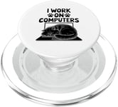 I Work On Computers Persian Longhair Cat PopSockets PopGrip for MagSafe