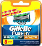 Gillette Fusion Pro Glide Puissance Lames de Rasoir, 8 Pièce, Standard