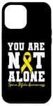 Coque pour iPhone 14 Pro Max Ruban jaune pour sensibilisation au spina bifida « You Are Not Alone »