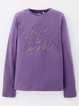 V by Very Girls Love To Sparkle Single T-shirt - Purple, Purple, Size Age: 10 Years