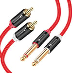 ANNNWZZD RCA Jack 6,35, Dual Audio RCA Mâle vers Dual Jack Mâle, 2 x 6,35mm Jack TS à 2 RCA pour Récepteur AV, Amplificateur, Système Audio Stéréo HiFi 2M