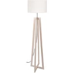 Lampadaires Tosel  Lampadaire colonne bois naturel et blanc