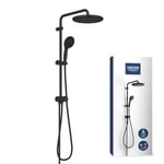 GROHE Vitalio Start System 250 Colonne de Douche avec Inverseur Manuel, Douche de Tête Ronde 25cm 2 jets, Douchette Ronde 11cm 2 jets, Flexible 1.5m, Economie d'Eau, Noir Mat, 266802431