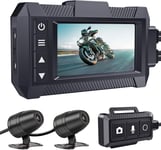 Dashcam Moto Avant Arriere sans Fil, 1080P Camera Moto Embarquée avec GPS, EIS, HDR, Ecran 3 Pouces, Télécommande Filaire, Parking Mode, Maximum 256 Go