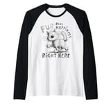 Fur Real Happiness Right Here Cat Lover Cats Pun Raglan Baseball Tee