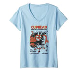 Femme Cuphead Mugman Running From The Devil T-Shirt avec Col en V