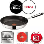 Tefal Jamie Oliver 28cm Frying Pan Stainless Steel - Non-Stick for All Hob Types