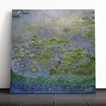 Big Box Art Canvas Print Wall Art Claude Monet Water Lillies No.1 | Mounted and Stretched Box Frame Picture | Home Decor for Kitchen, Living Room, Bedroom, Hallway, Muli-Colour, 14x14 Inch