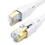 DDMALL CAT 8 Ethernet Cable 12m, High Speed 40Gbps 2000MHz SFTP Internet Network LAN Wire Cables with Gold Plated RJ45 Connector for Router, Modem, PC, Switches, Hub, Laptop, Gaming (White, 12m)