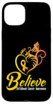 Coque pour iPhone 15 Plus Soutien jaune pour la sensibilisation au cancer de l'enfant Believe Butterfly