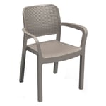 Keter Bella Chaise de Jardin Résine Effet Rotin Cappuccino Empilable