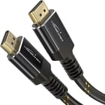 KabelDirekt – Câble HDMI 2.1 8K/4K – 1,5m – Connecteurs Métalliques Résistants aux Chocs et Gaine Tressée (8K@60Hz, Ultra haute vitesse/48G, Idéal pour PS5/Xbox, Moniteur/TV/Projecteur, Noir)